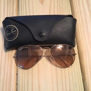 Ladies raybans rose gold lense yellow gold frames